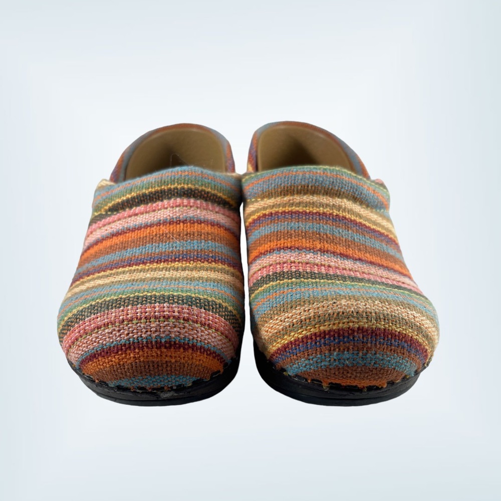 DANSKO- Toddler Clog- Multi Color Stripe Fabric Size 28 / 11 Little Kid - Picture 3 of 8